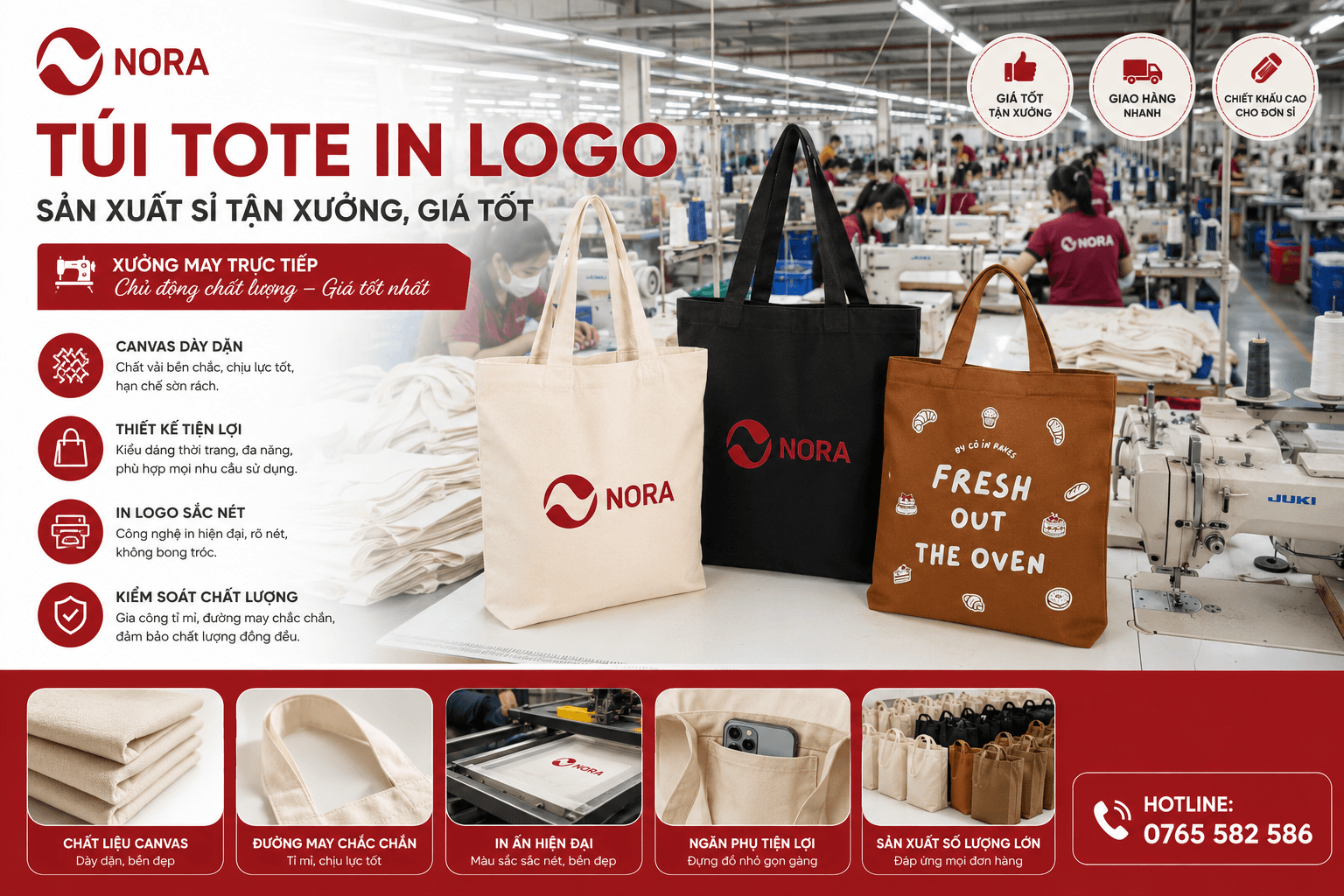 Các mẫu túi tote canvas in logo theo yêu cầu